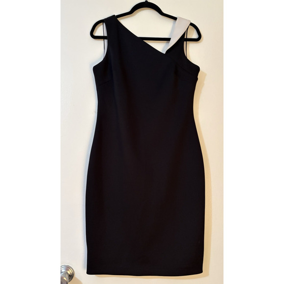 Calvin Klein Dresses & Skirts - Calvin Klein Sleeveless Full Zip Back Sheath Dress Black White Size 10 Cocktail
